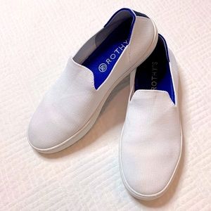 Rothy's The Original Slip On Sneakers Bright White, Casual Flats Loafers, Size 9
